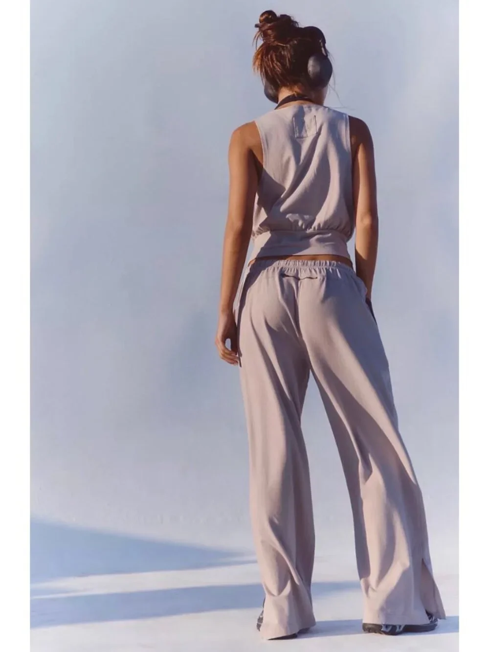 NWT Free People Hot Shot V-Neck Two-Piece Pants Set Gray Small